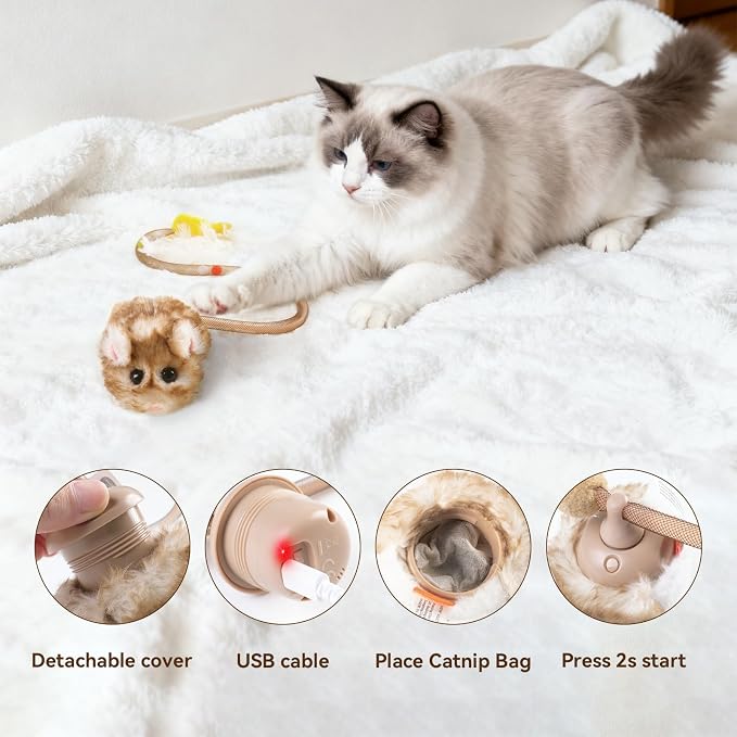 Juguete interactivo para gatos Migipaws MigiMouse marrón miniatura 7