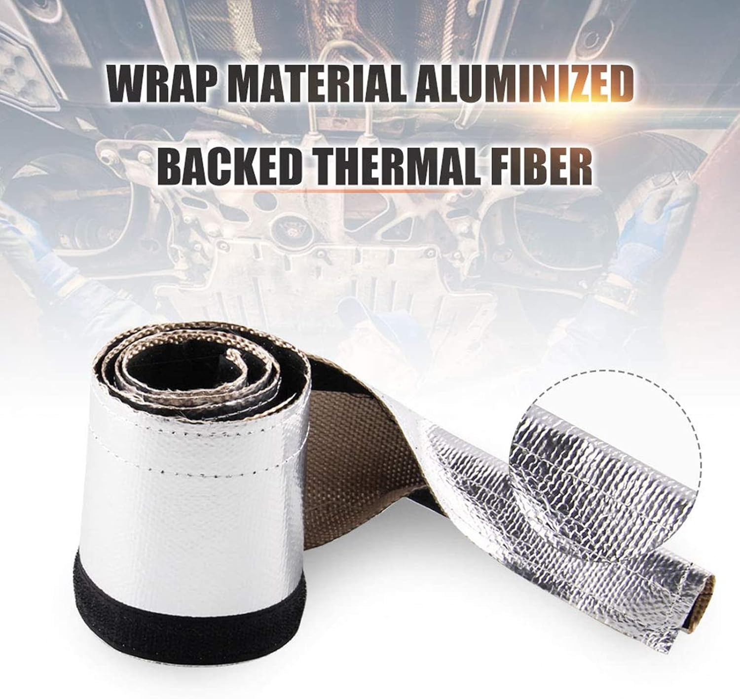 Sporacingrts Metallic Heat Shield Heat Shroud - Aluminized Sleeving Compatible with Ultimate Heat Protection (with Hook and Loop Closure):L 71.65'' W:3.35''