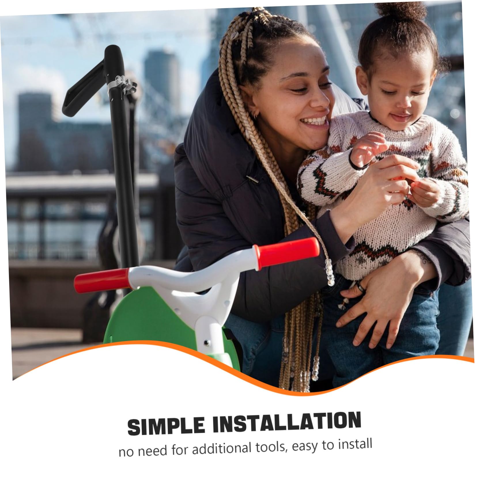 iplusmile Maniglia Sostitutiva per Passeggino e Spinta Carrello, Nero | Montaggio e Rimozione Rapide, Design Ergonomico, Plastica e Lega, per Genitori, Passeggino e Carrello