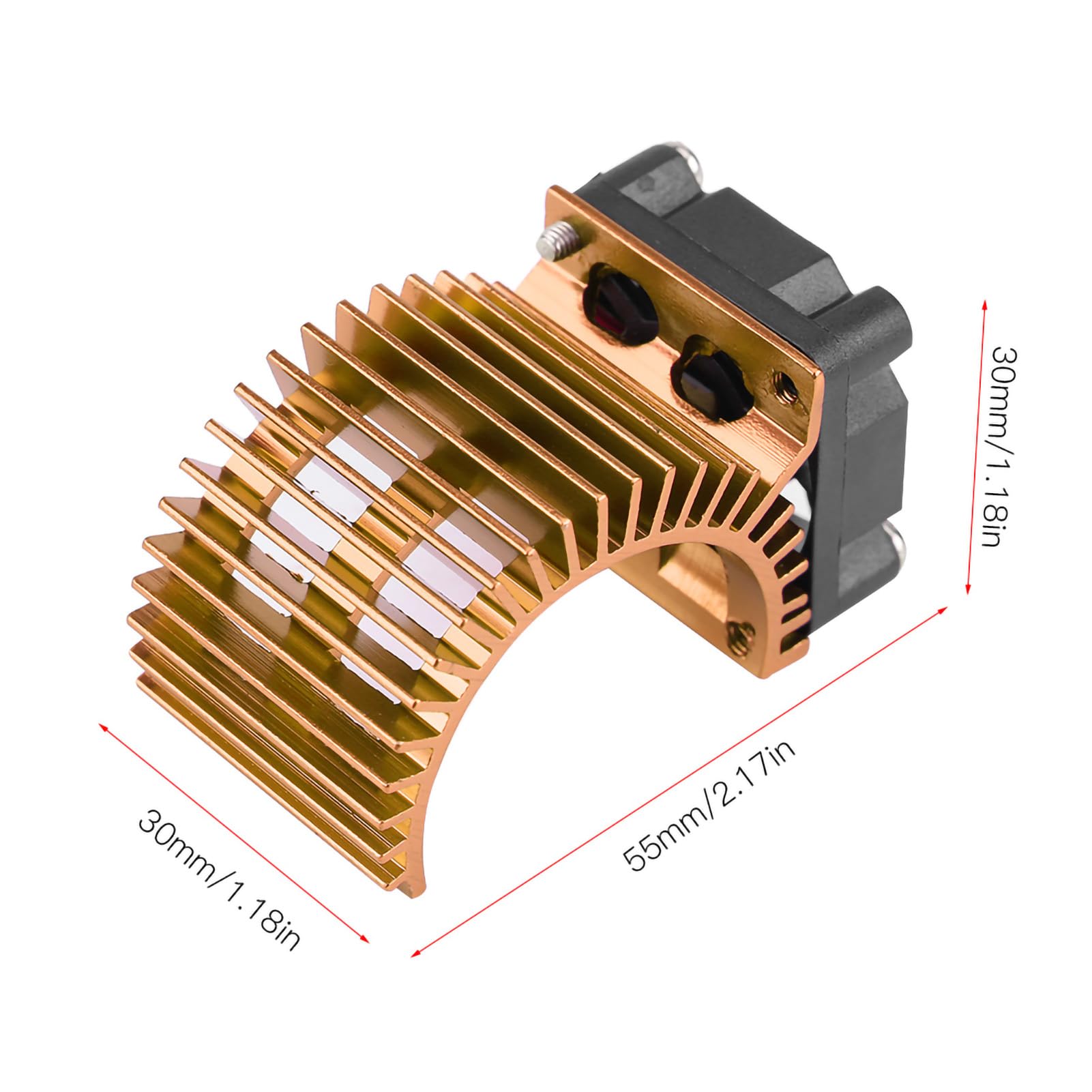 4 Colors Heat Sink with Fan, Aluminum Alloy + Plastic Motor Heat Sink, for HSP/Redcat Scale Electric RC Car RC Car (Gold)