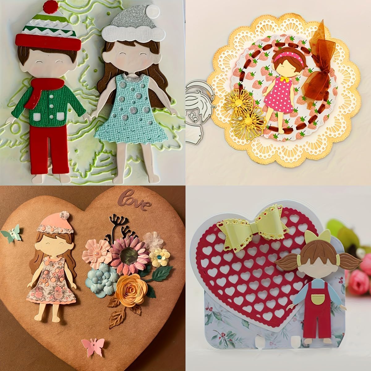 Alinacutle 8 Doll Boy Girl Die Set Dress-up Dolls Metal Cutting Die Cut for Paper Craft Handmade Card Making DIY Greeting Cards Scrapbooking and Album