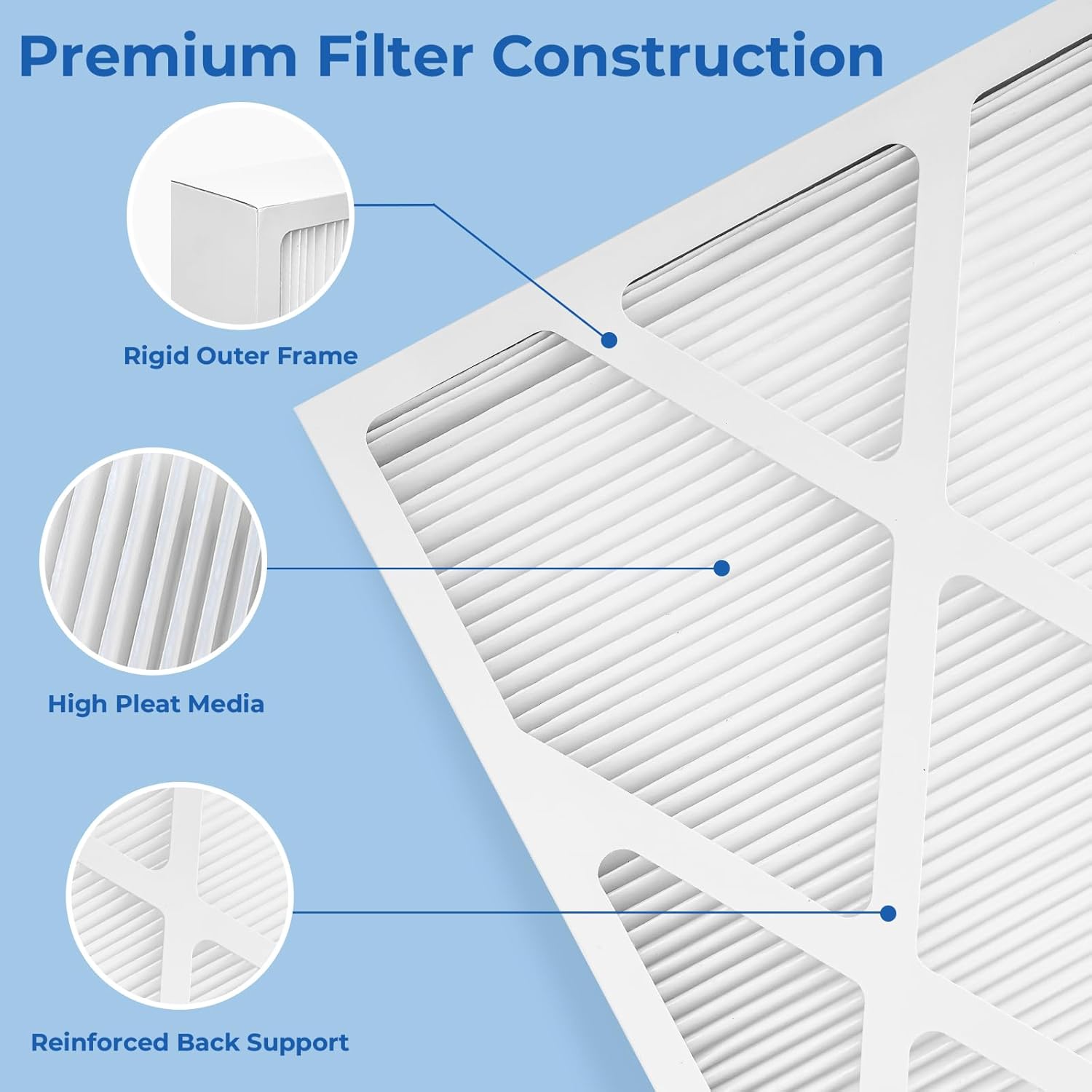 Vilaso 2 Pack X8789 16x26x5 MERV 16 Air Filter Replacement for Lennox PureAir PCO16-28 Air Cleaner, Furnace HVAC Filter, Actual Size 16-3/8 x 25-1/2 x 4-3/8