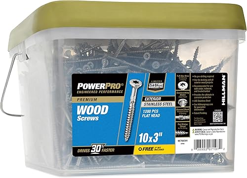 Miniatura 9 de Power Pro 48623 Tornillos para madera, #10 x 3 pulgadas, tornillos marinos inoxidables de alta calidad, resistentes a la corrosión, acero