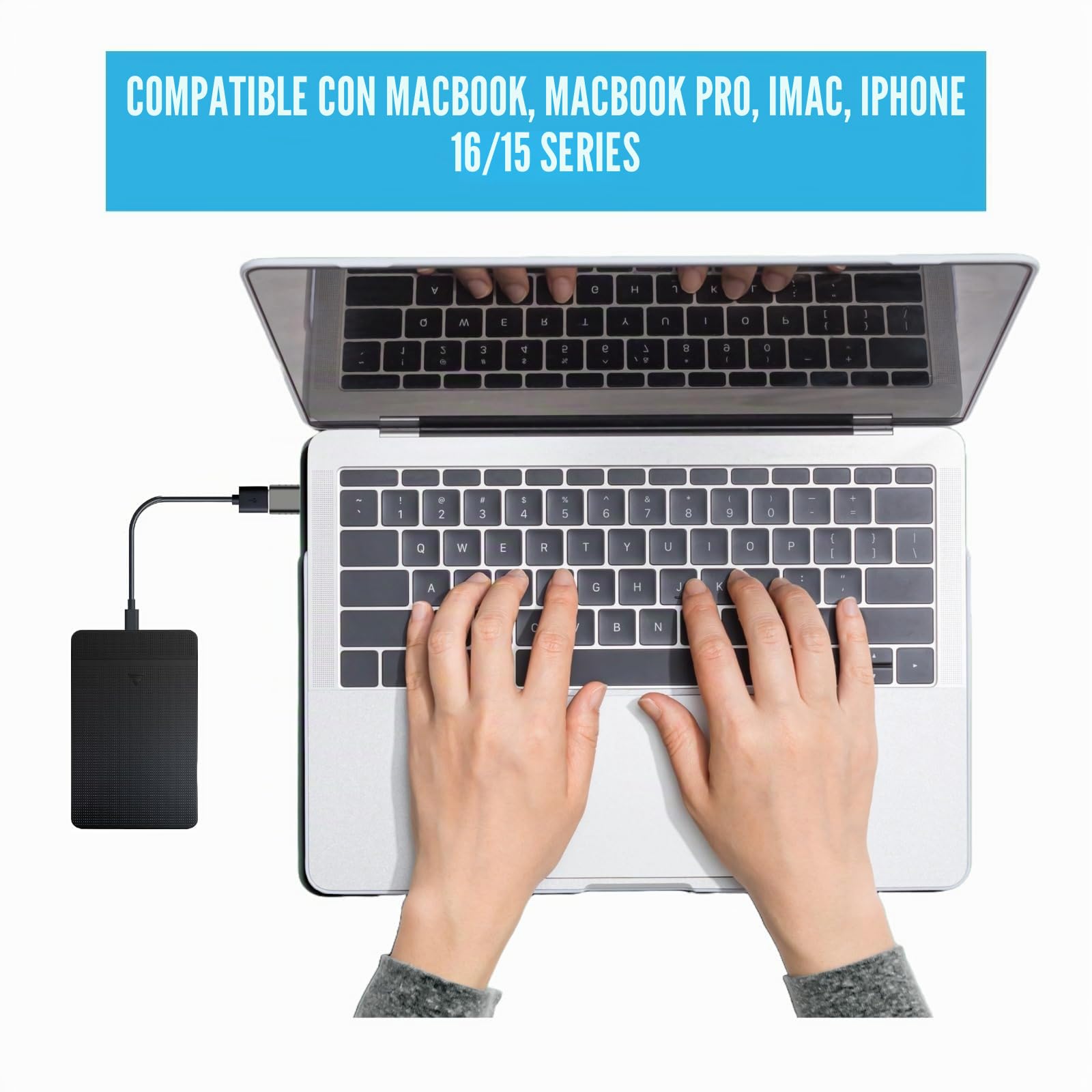 ezekers Disco duro externo portátil de 1 TB, USB 3.0 y USB C para PC, Mac, PlayStation, teléfono y Xbox, ultrarrápido