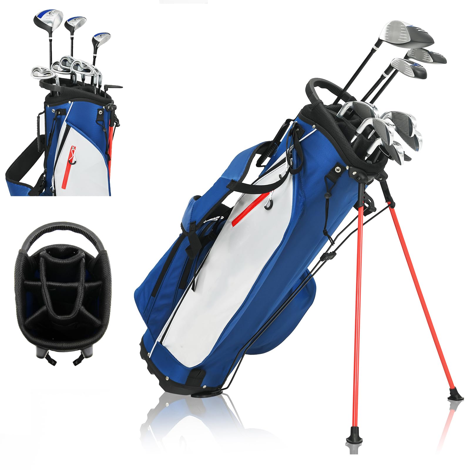 SPOTRAVEL Golf Clubs Package Set, Men/Women Professional Golf Set with 460CC Alloy Driver, 6# to 9# Irons, Putter and Stand Bag, Complete Steel Shaft Golf Package Set for Adults (Grey)