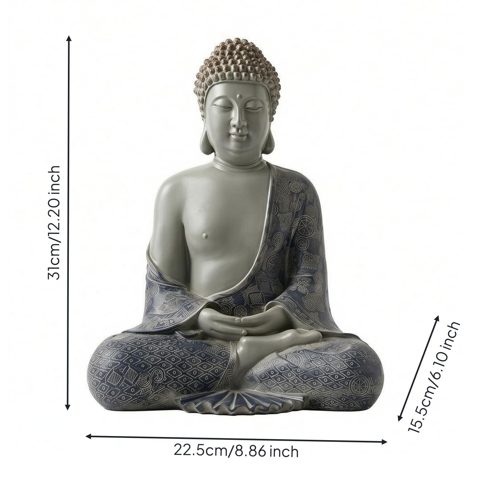 KESOTO Figura Buda Resistente Exquisito, Escultura Buda Sentado, Realista, Estatua Meditación, para Altar