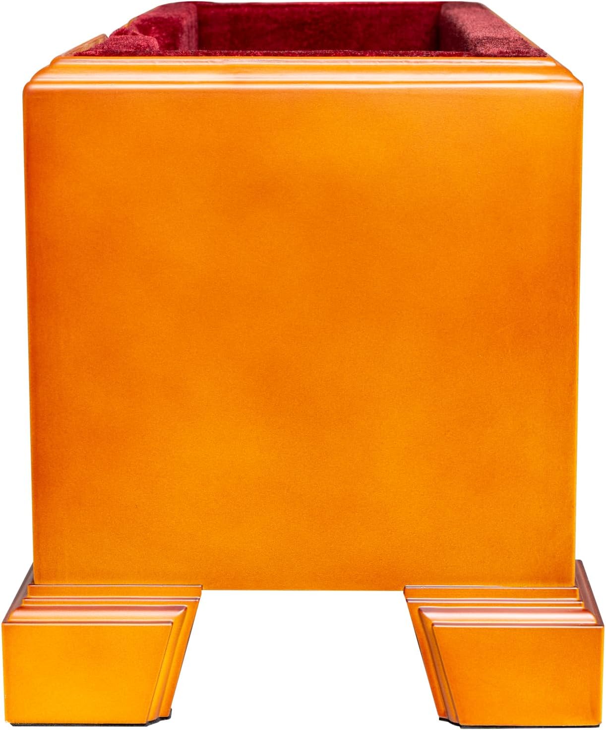 MI&VI Classic Wooden Cello Box Stand 4/4 Full Size - Burgundy Red Velvet Plush Cushion Wood Cello Stand with Bow Storage Holder Slot Included