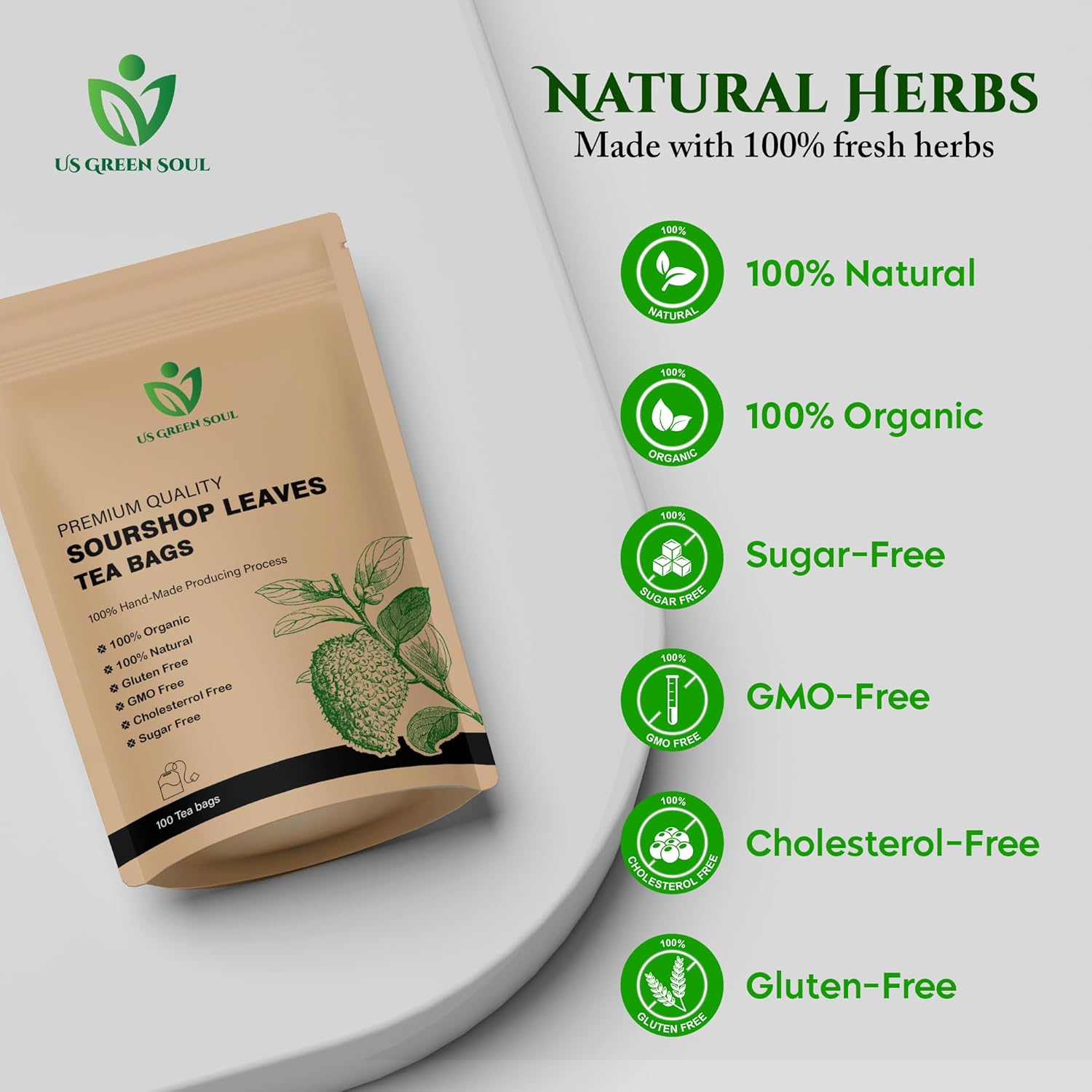 Soursop Leaves Tea Bags – 100% Natural Graviola Leaf Herbal Tea – Pure Dried Soursop Leaves for Infusion – Caffeine-Free Herbal Tea Bags - Image 4