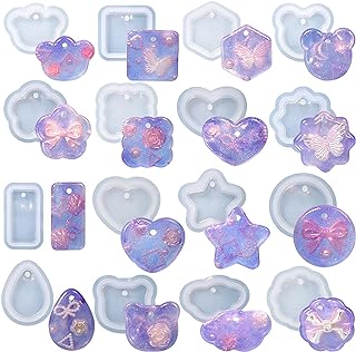 16 Pack Pendant Mold Earring Mold Rectangle Pendant - Resin Casting Silicone Molds for Home Decor & Candle Making Wave Spiral Mold