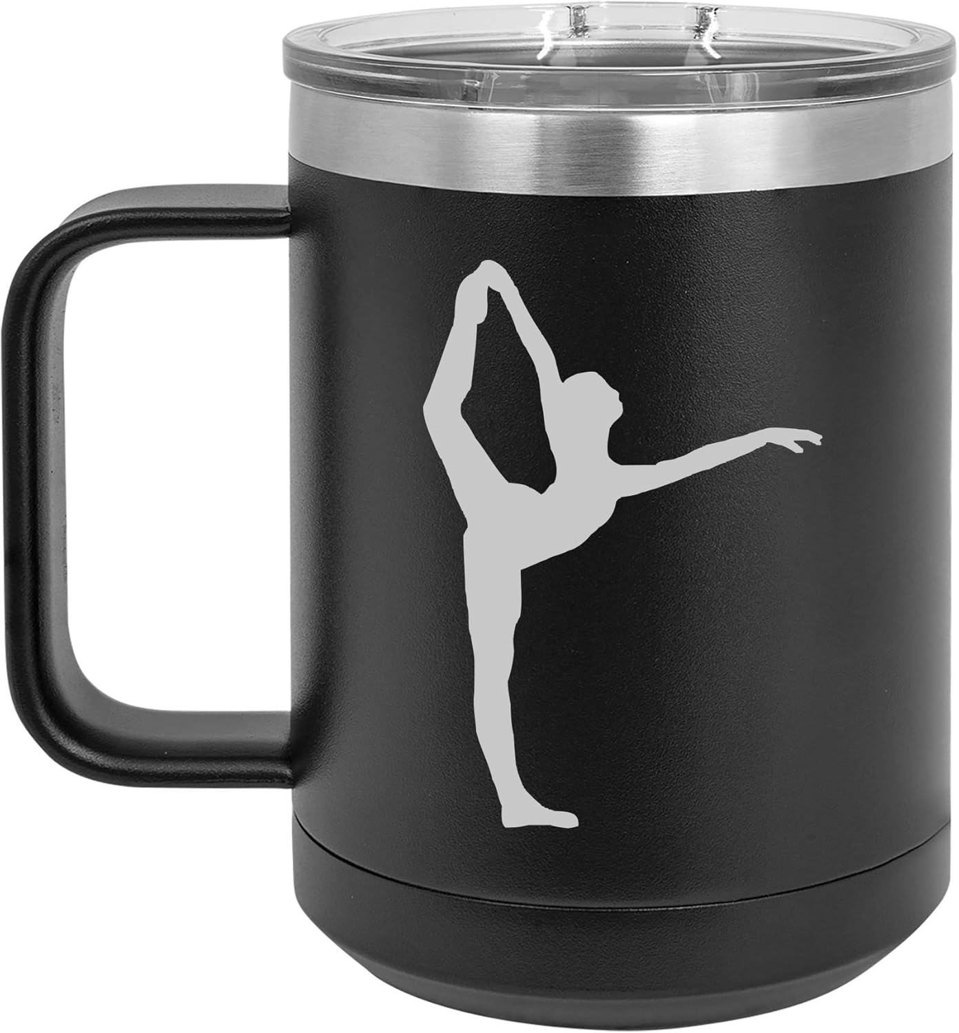 15 oz Tumbler Coffee Mug Travel Cup With Handle & Lid Vacuum Insulated Stainless Steel Dancer Gymnastics (Purple)