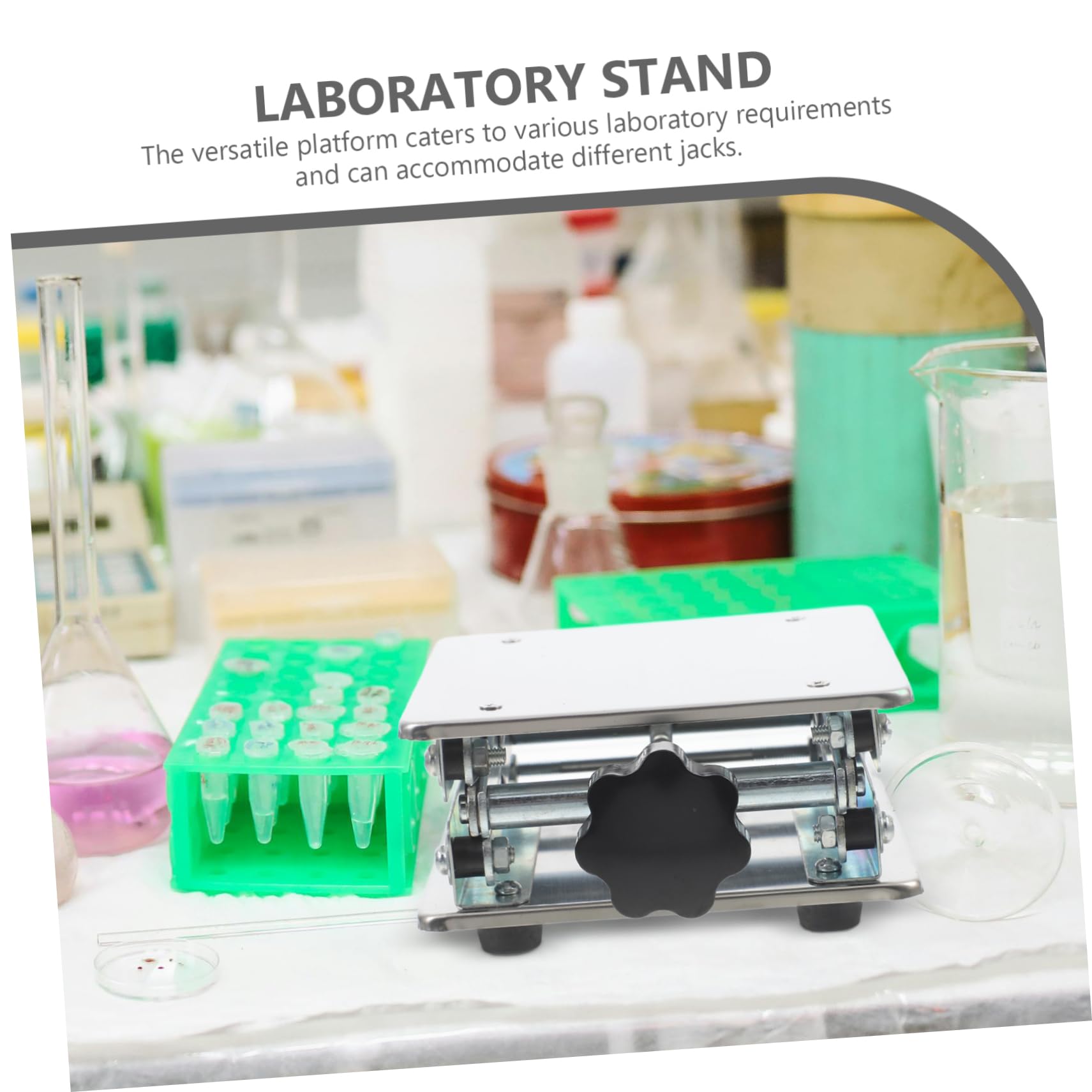 Holibanna Piattaforma a Forbice Da Laboratorio Dovere Laboratorie Alto Regolabile Sollevare In Piedi Verticale Jack Del Laboratorio Scientifico Per Acciaio Inossidabile Silver