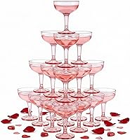 Vista 1 de Zopeal 50 copas de champán de 5 onzas irrompibles de plástico Martini desechables, copas de vino apilables con tallo de champán, copas inastillables