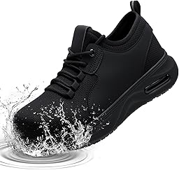 Ulogu Wide Steel Toe Shoes for Men Women Waterproof Thick Sole Non Slip Safety Sneakers Comfortable Puncture Proof Indestructible Work Shoe