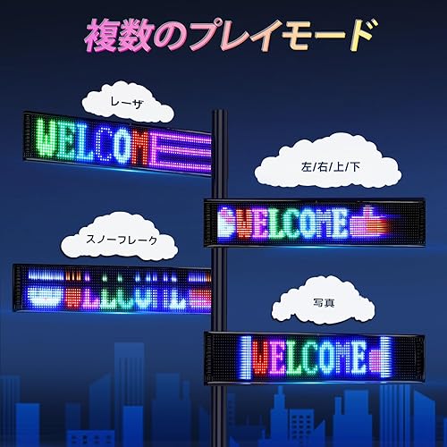 Vista 3 de Kutuspon Letrero LED programable de desplazamiento para automóvil, control por aplicación Bluetooth, patrón de texto personalizado, animación