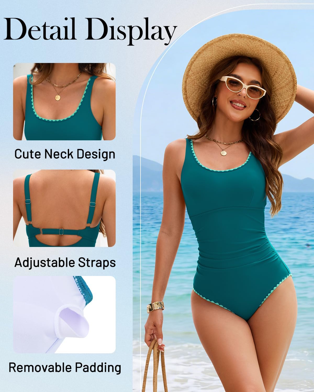 Century Star Womens One Piece Swimsuit Tummy Control - Slimming Bathing Suit Ruched Swimwear