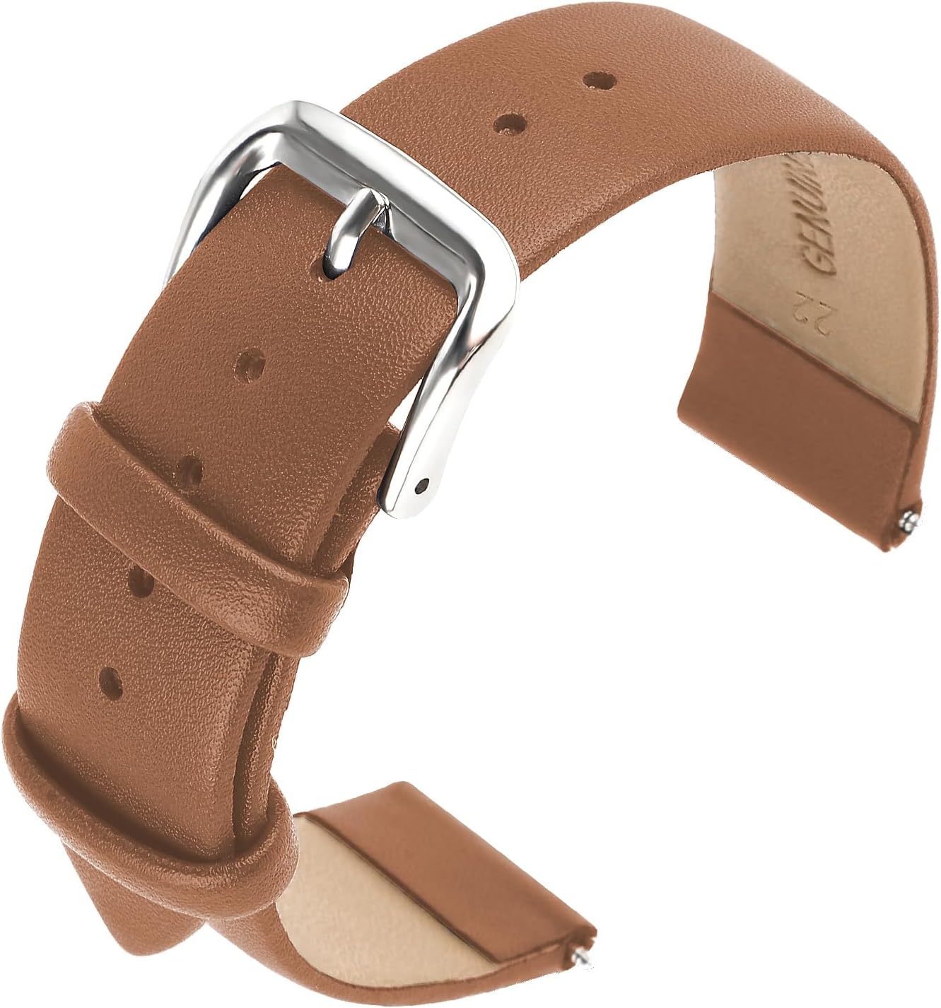 Cobee Leather Watch Straps - Soft Calfskin Leather Watch Band Quick Release Replacement Watchband for Men & Women - Universal Watches Bracelet - Stainless Steel Clasp Buckle (Light Brown, 22mm)