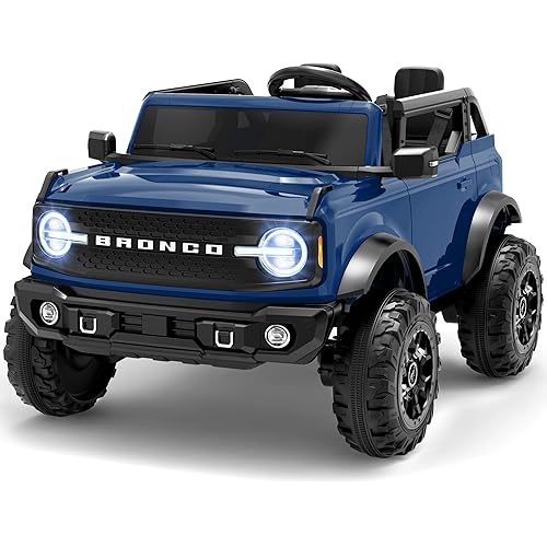 ENYOPRO 24V Licensed Ford Bronco Base Ride on Car for Kids, 2 Seater Electric Car for Kids with Remote Control, Seat Belts, Soft Start, LED Headlights, Bluetooth, for Ages 3+ (Blue)