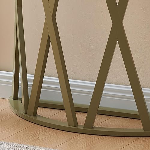 Miniatura 5 de Kings Brand Furniture Vienna - Mesa consola de madera de media luna para entrada, mesa de sofá con diseño de motivos X para sala de estar, pasillo,