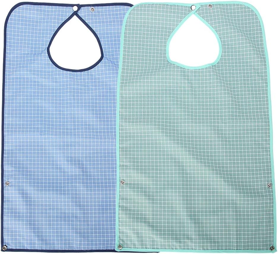 ZJchao Adult Bibs for Mealtime, Double Layer Clothing Protector for Women Men Elderly Seniors Dinning WearReusable Apron Style Bib for Adults