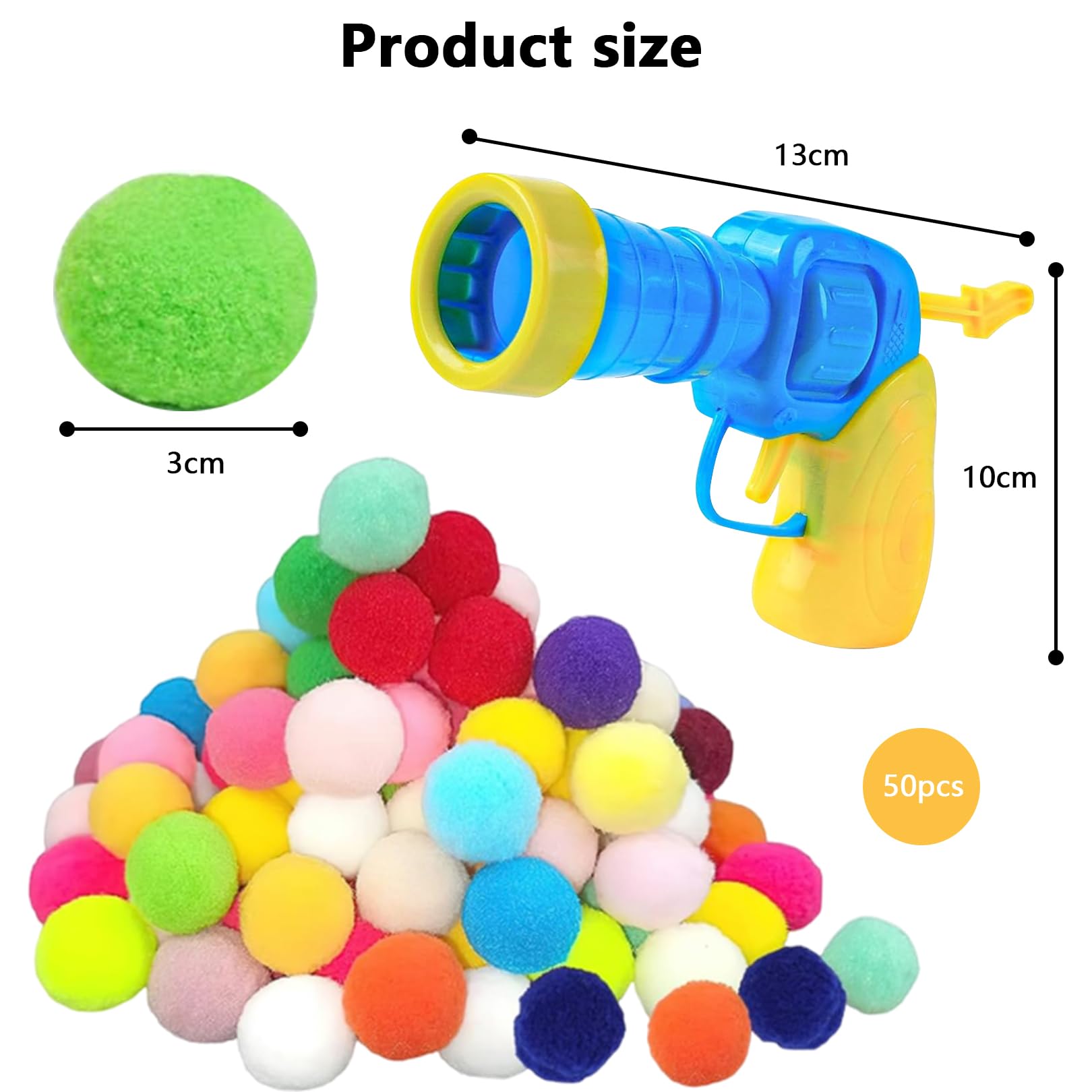 1 Piece Cat Ball Gun with 50pcs Soft Pom Pom Balls, Cat Ballss Toy Launcher, Interactive Cats Balls Launcher, Cats Shooting Toy Funny Interactive Catss Toys for Indoor Catsss Training Exercise Playing - Image 2