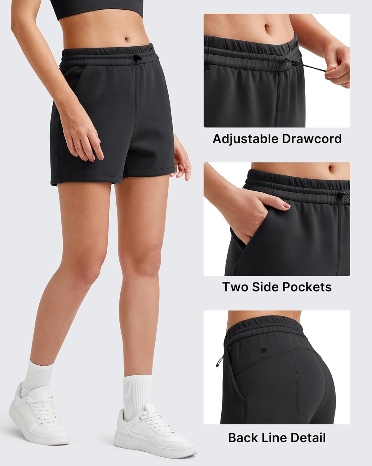 G4Free Athletic Shorts for Women Shockcord Sweat Shorts Summer Casual Lounge Shorts with Pockets Smoofit Modal Soft - Image 3