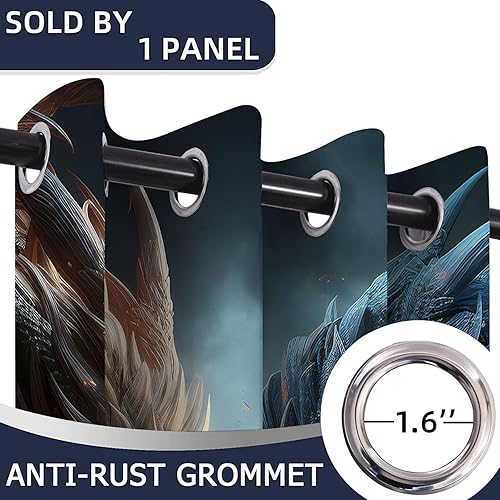 Miniatura 4 de ONINUO Cortinas de puerta de dragón mágico de fantasía para puertas, cortina opaca mágica medieval de animales para armario de dormitorio de niños,