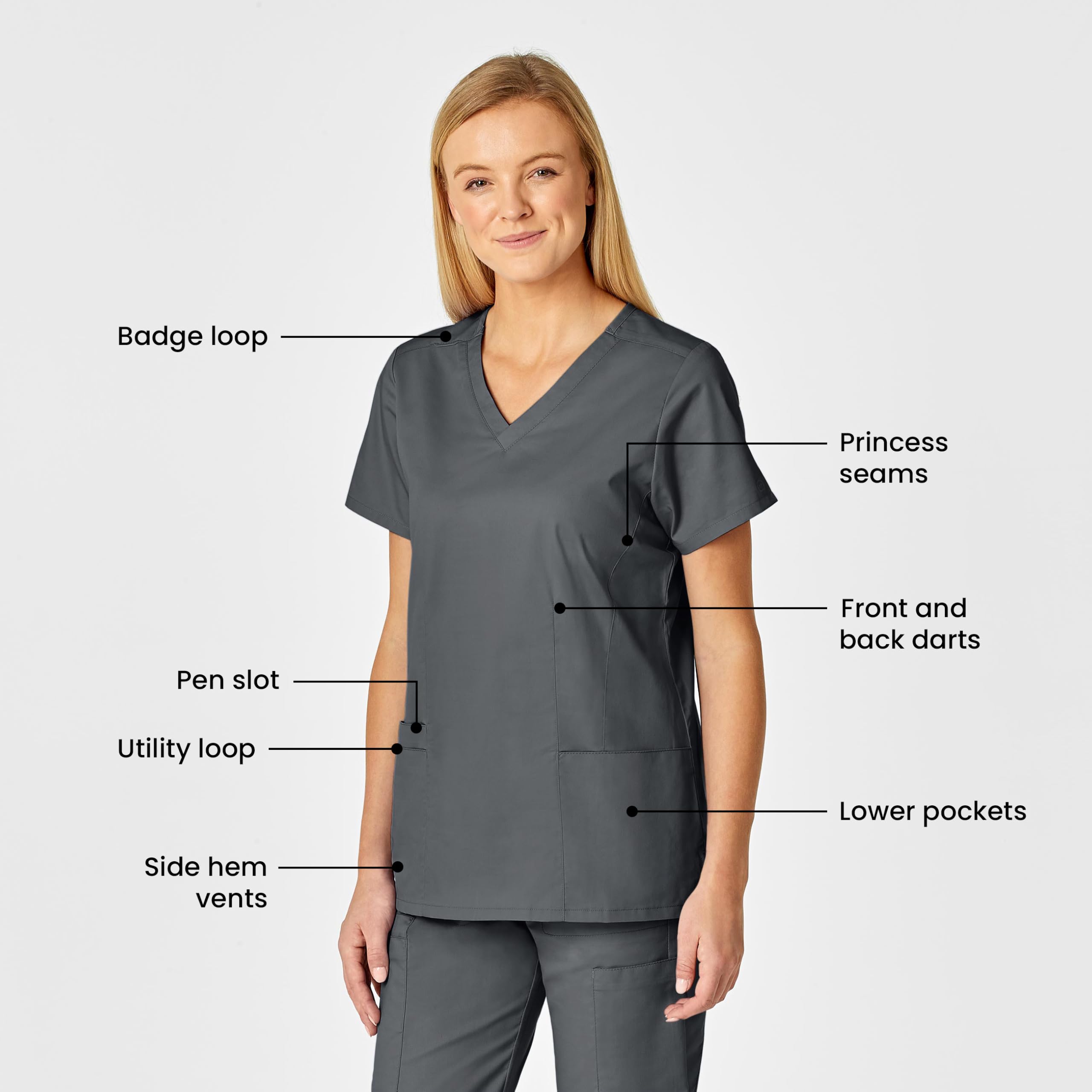 WonderWink Womens Shaped V-Neck Top