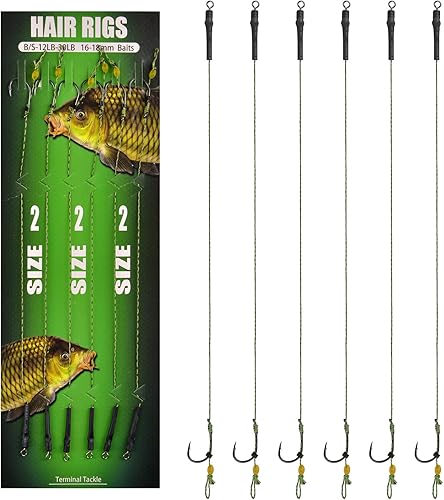 Miniatura 5 de Aparejos de pesca de carpa, 24 unids curvada de púas para carpa, gancho giratorio antienredos, boilies trenzados, línea de hilo trenzado, aparejos