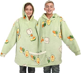 Two Person Hoodie Matching Couples Pajamas Flannel Blanket Sweatshirt for Adults