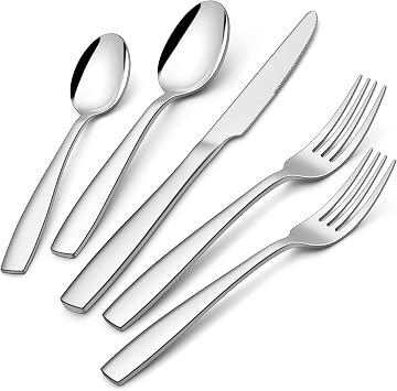 E-far 60 Pcs Heavy Duty Silverware Set for 12, Stainless Steel Flatware Set