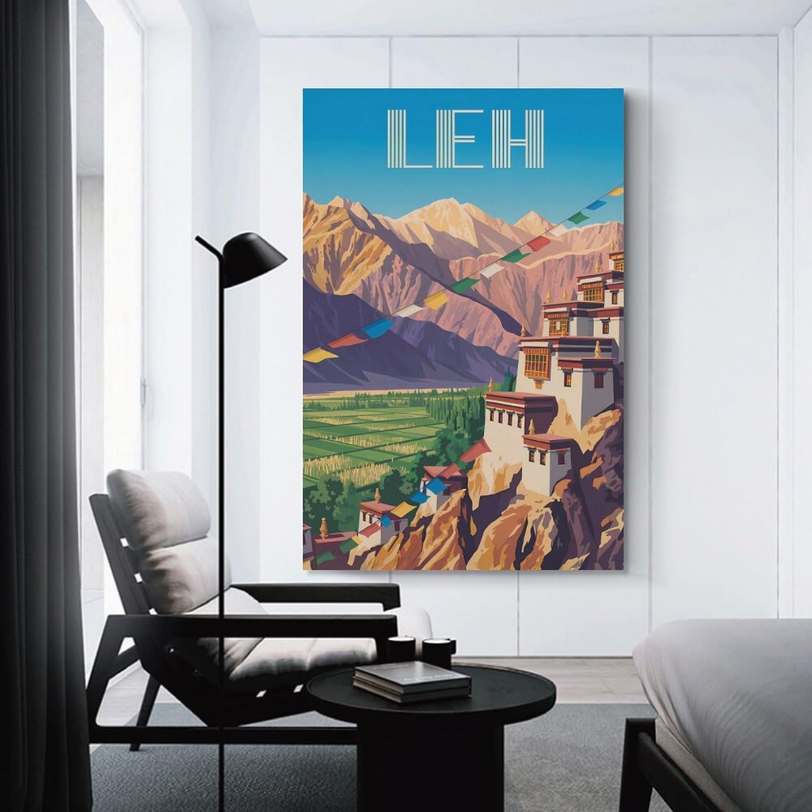 Junmoney Unframe-Style-10 Leh, India Travel Decorative Wall Artwork, 12X18inch(30X45cm), For Home Lounge, Bedroom Or Reading Nook, Eye Catching Artwork For Blank Walls