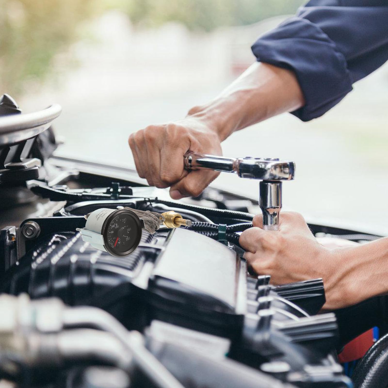 Misuratore Metallo Acqua per Meccanico con Temperatura Sensore 52mm e in Abs Indicatore Auto Veicoli, per Riparazioni Fai-da-te