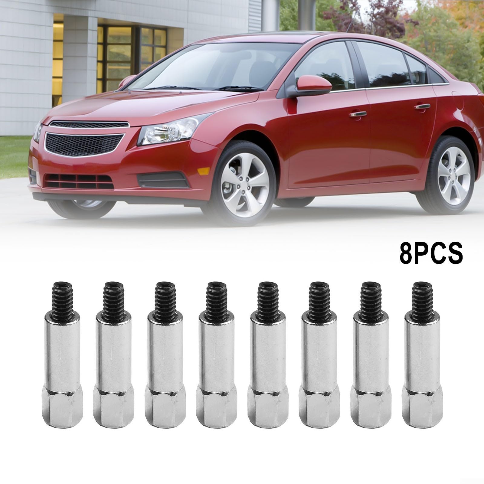 Kit de 8 boulons de couvercle de valve chromé pour Chevrolet SBC 283 305 327 350 383 400 V8 Moteur Tête hexagonale facile à installer Filetage 1/4-20 Longueur 3/8"