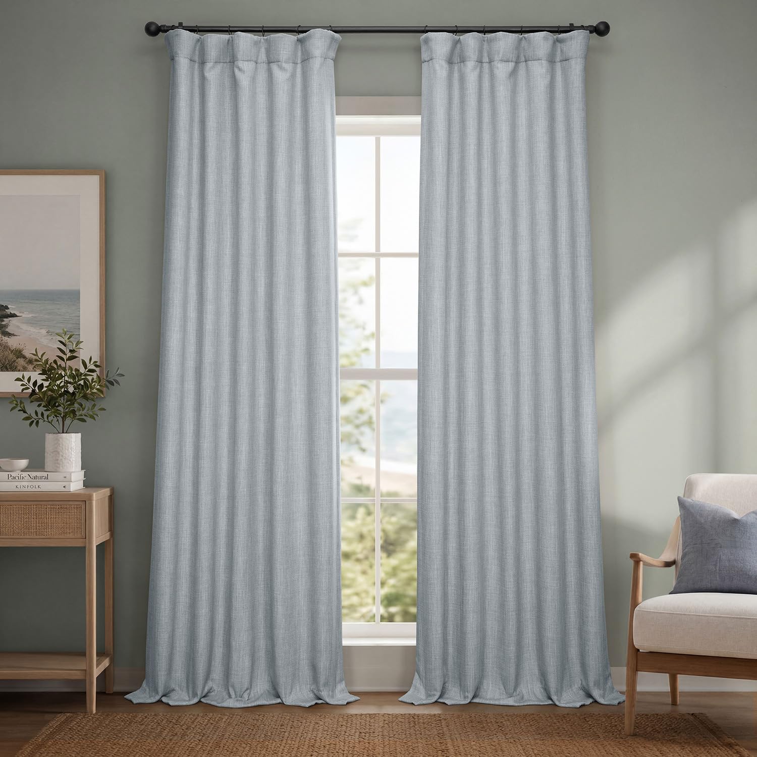 HPD Half Price Drapes Vorhänge aus Kunstleinen, strukturiert, Raumverdunkelungsvorhänge für Schlafzimmer, 308 cm lang, 1 Panel, 120 x 120 cm, Vorhänge für Wohnzimmer, Heimdekoration, Grau meliert