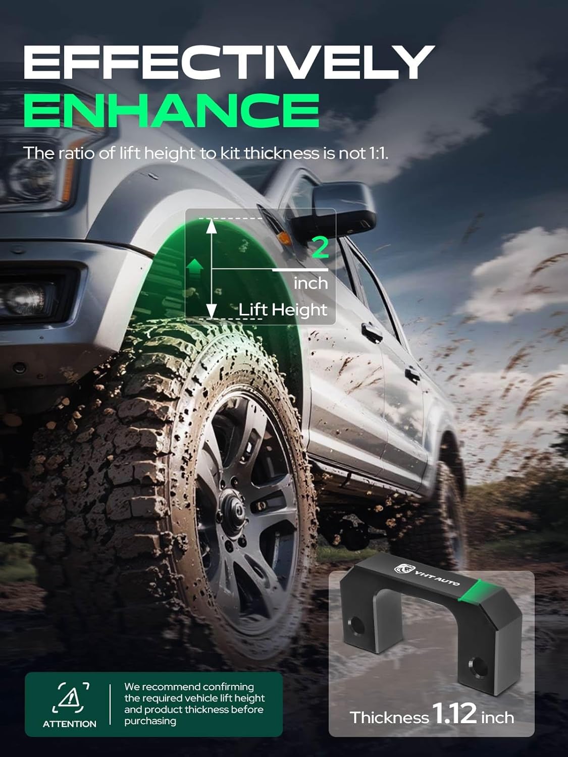 YHTAUTO 2 Inch Front Leveling Lift Kit Fits Chevy & GMC, Silverado 1500, Sierra, Tahoe, Suburban, Avalanche, Yukon XL | RWD/4WD | Strut Mount Raise the Front By 2 Inch | 2PCS Suspension Leveling Kit