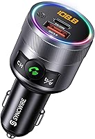 Vista 8 de Syncwire Transmisor FM Bluetooth 5.4 para coche, 38 W PD y QC3.0 Dual USB Carga Bluetooth Adaptador de coche Micrófono y sonido de graves MP3