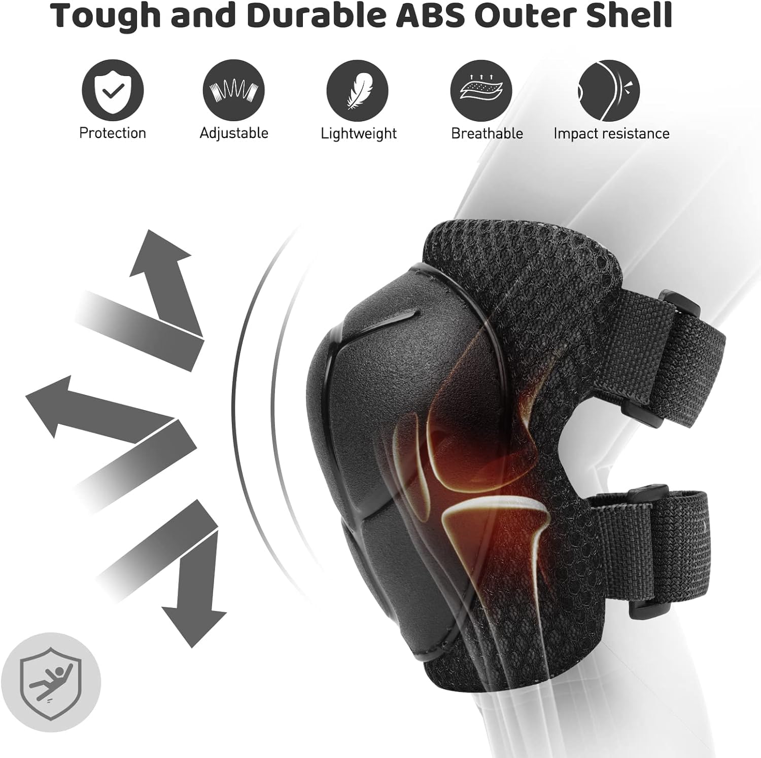 Kids Knee And Elbow Pads ,6pcs Wrist Guard Knee And Elbow Pads for Children Kids Sports Protective Gear Set including Mesh Bag for Skateboard Roller Skating - Image 3