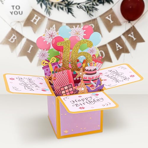 Vista 88 de CIEHER Tarjeta desplegable de cumpleaños número 17 para niñas, tarjeta de felicitación 3D de feliz cumpleaños de 17 años, regalos únicos