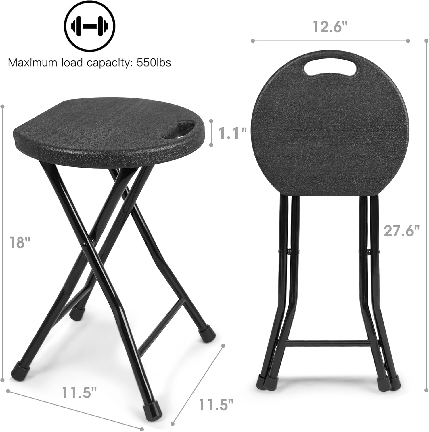 Folding Stool with Handle,Folding Chair,Folding Bar Stool with Non-Slip Feet,Indoor and Outdoor Foldable Stool for Adults(13"×11.5"×18")