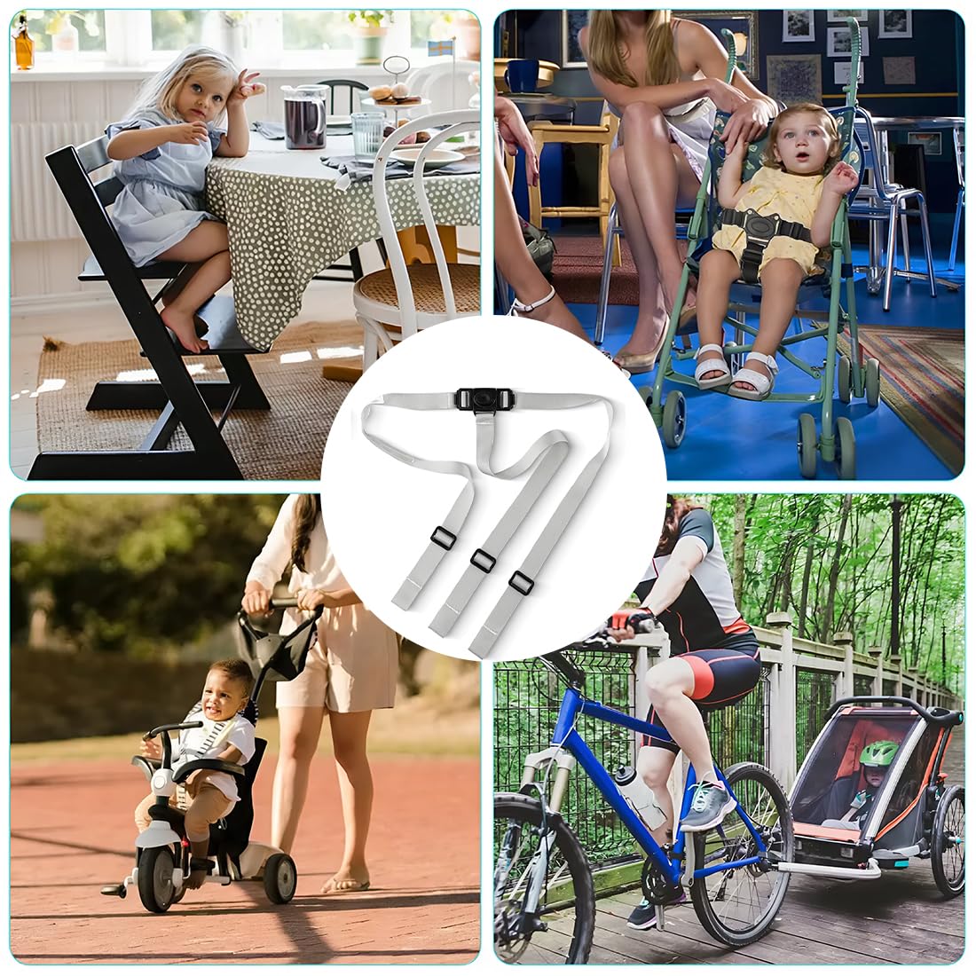 Cintura Di Sicurezza Universale A 5 Punti Per Seggiolone E Passeggino - Set Da 2, Nylon Robusto, Fibbie POM