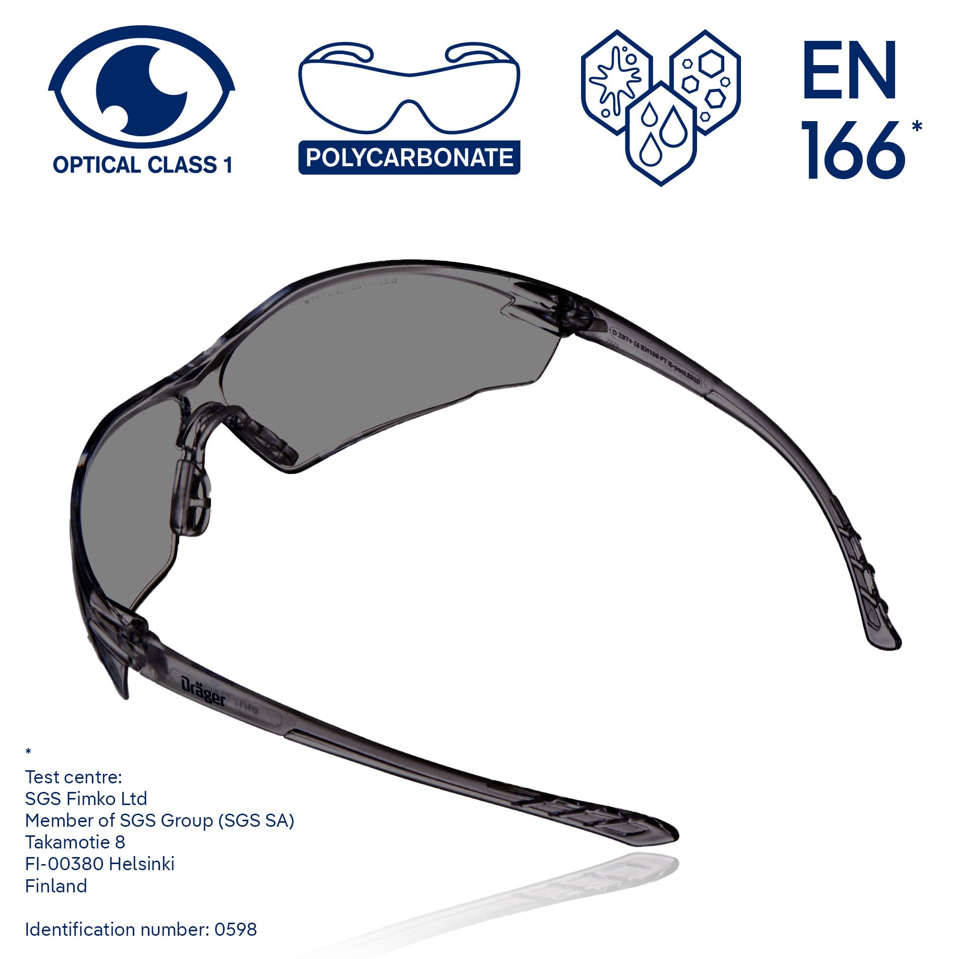 Dräger Schutzbrille X-pect 8320, Arbeitsschutzbrille, Laborbrille und Sicherheitsbrille mit großem Sichtfeld für Baustelle, Werkstatt, Fahrrad, Joggen, Getönt und beschlagfrei, 10 Stück