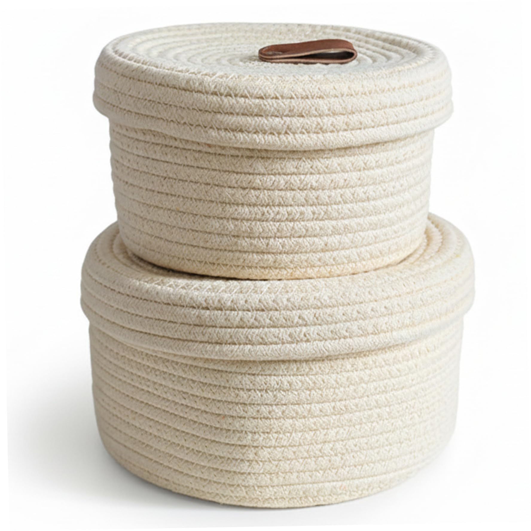 Panier en corde de coton petit panier de rangement tissé beige pour étagère maison