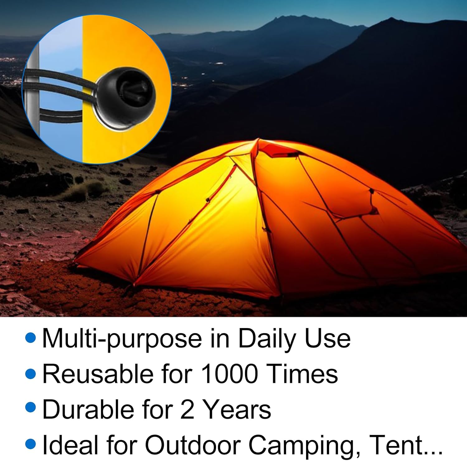 8 Inch Tarp Bungee Balls Ties,100 PCS Ball Bungee Cords Heavy Duty Canopy Tie Downs for Camping, Shelter,Cargo,Projector Screen,Tent Poles with UV Resistant (Black)