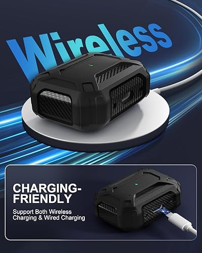 Miniatura 8 de Lerobo Funda para AirPods Pro 2 con kit de limpieza, funda protectora dura compatible con Apple AirPods Pro de 21 generación con llavero, potente