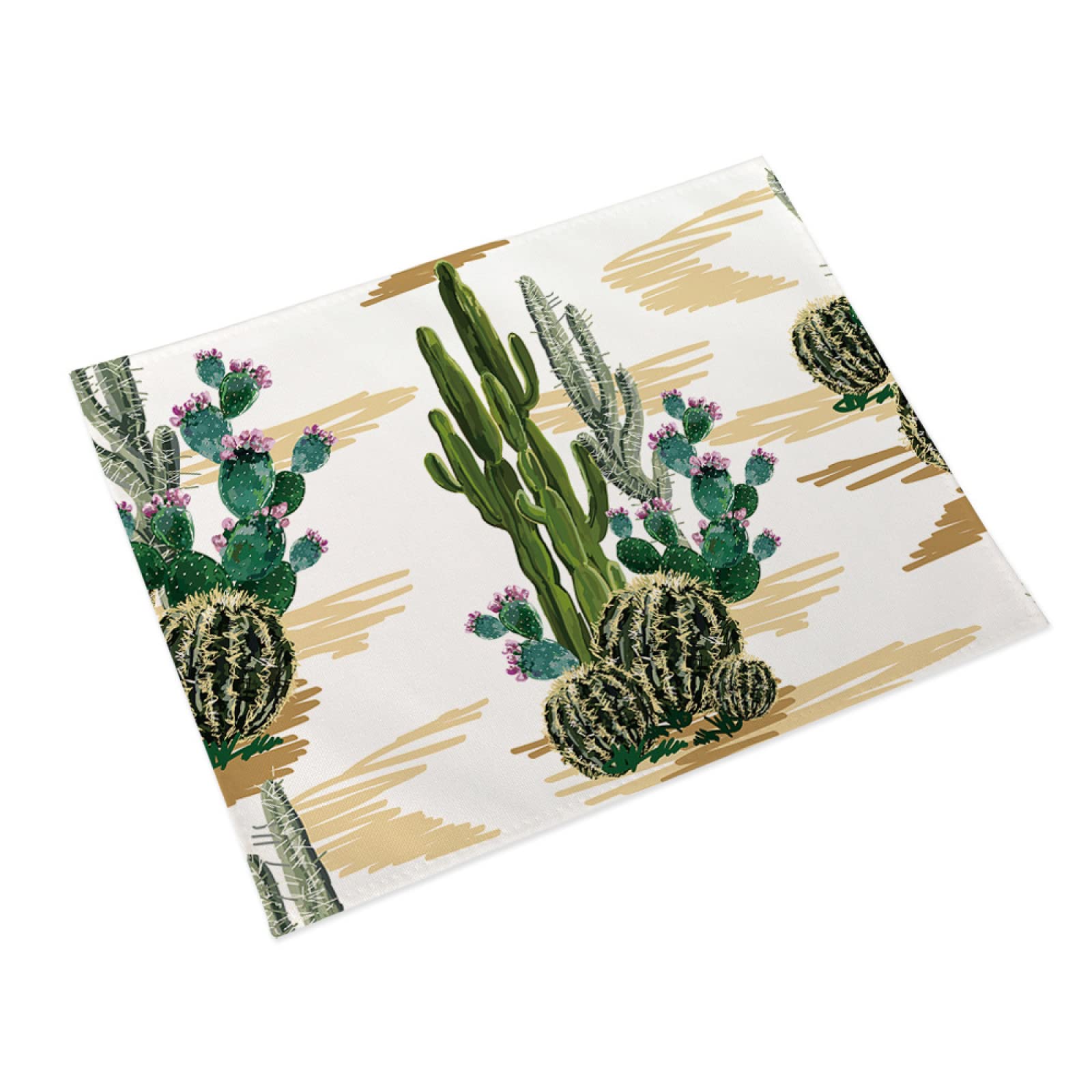 Manteles Individuales Cacto Verde Caqui Mantel Individual Algodón y Lino Lavable Salvamanteles Individuales Resistente al Calor Bajoplatos Individuales Mesa Tapetes para Mesa 30x45cm 6 Pcs