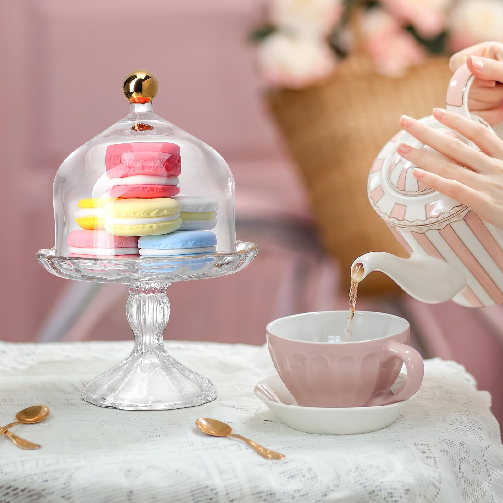 TOPBATHY Plat à Gâteau en Verre avec Couvercle, pour Desserts et Fruits