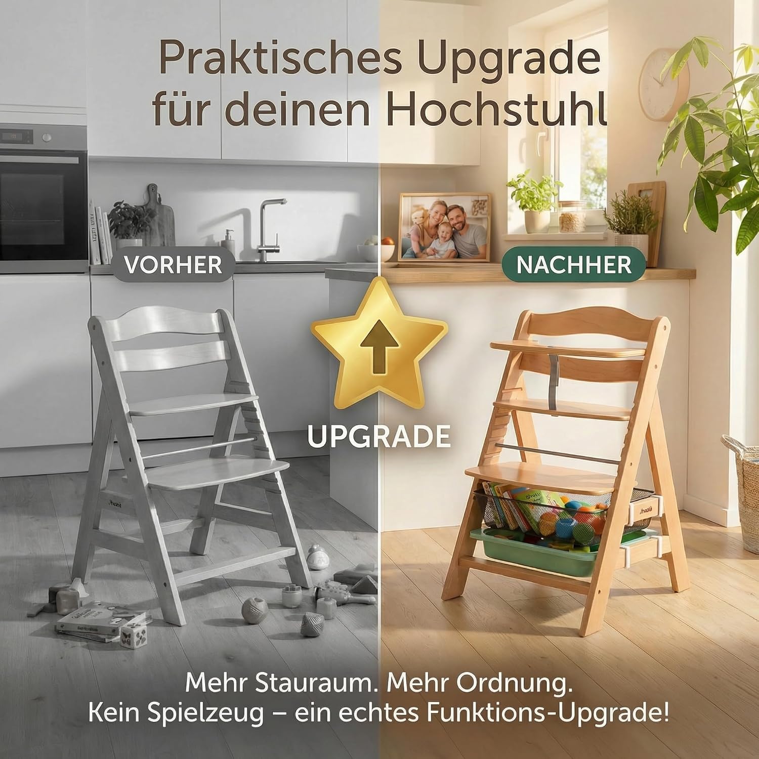8er Set Adapter passend für Hauck Alpha & Beta Hochstuhl – kompatibel mit IKEA Trofast Box & Korb – Befestigung für 2 Boxen gleichzeitig – werkzeuglose Montage – R-Satz Shop - 3