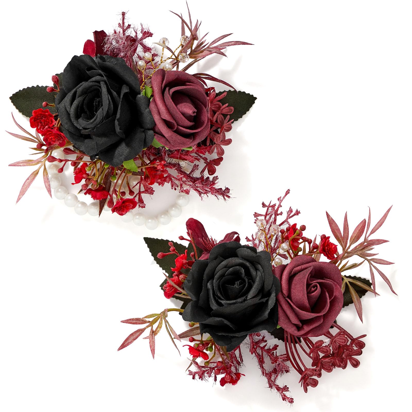 Fleurs de mariage artificielles sans flétrissement boutonnière et corsage noir