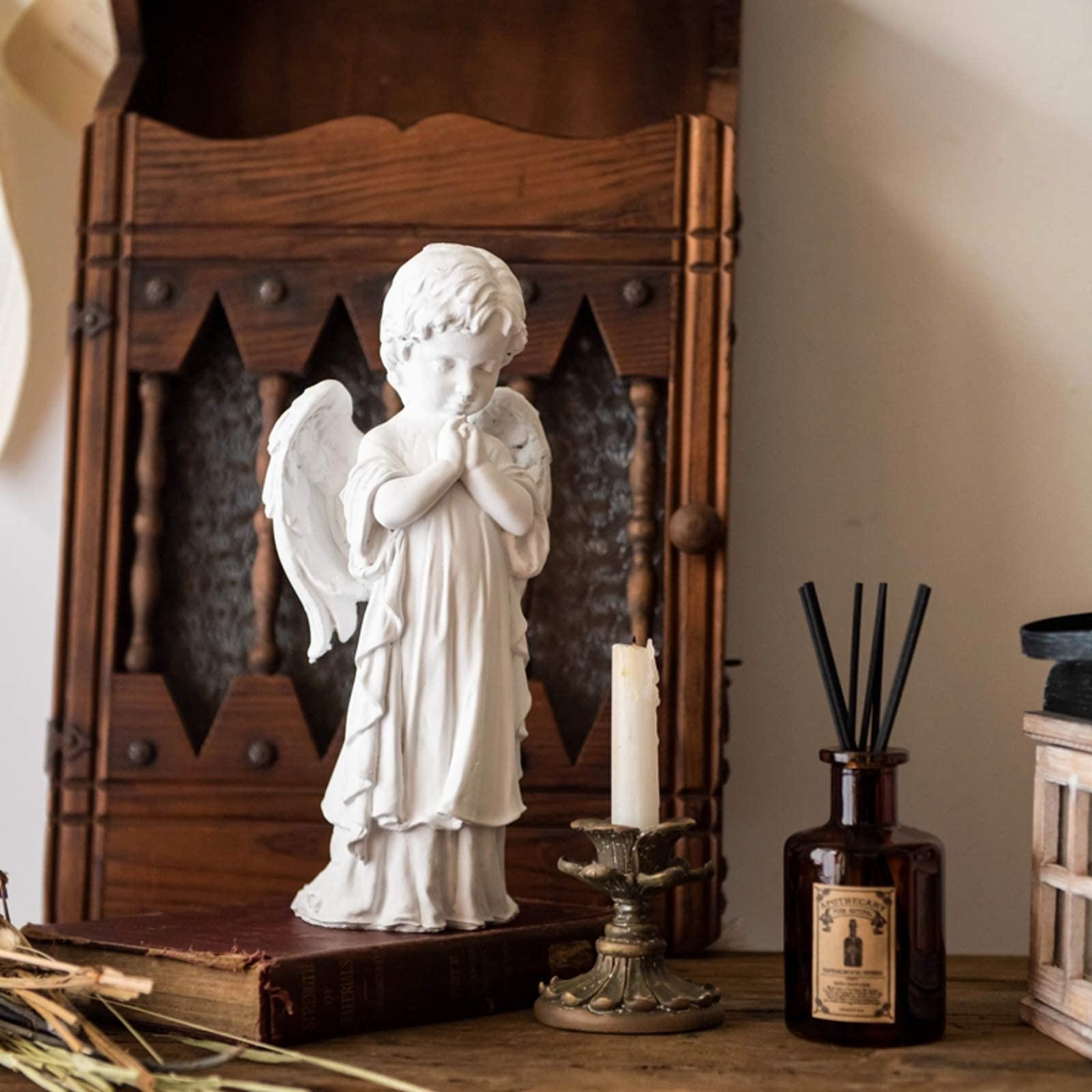 BRABUD Engelsstatue Aus Kunstharz – 13 Cm, Weiß, Betender Cherub Für Haus & Garten, Dekoration & Sammlung