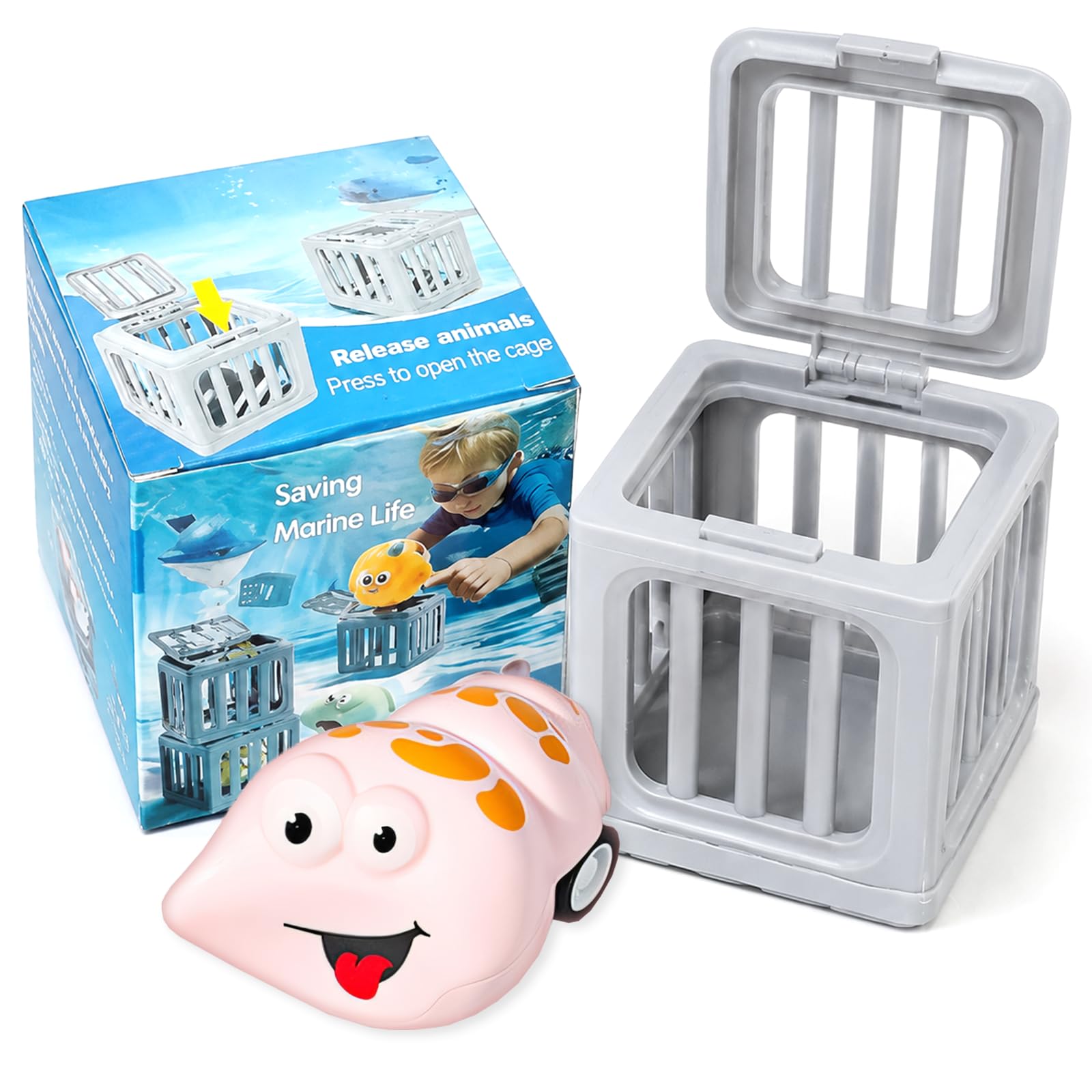 Swimming Pool Diving Toys, Underwater Dive Rescue Game with Shark Model & Dive Cage, Funny Sinkies for Swimming, Interactive Pool Toy for Focus Enhancement, Creative Swim Toys for Boys & Girls